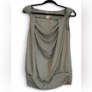 NWT Max- Studios Specially Products Green and White Striped Blouse Womens Size M